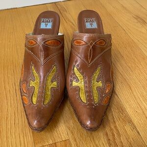 Frye Womens Studded Point Toe Leather Heel Mules